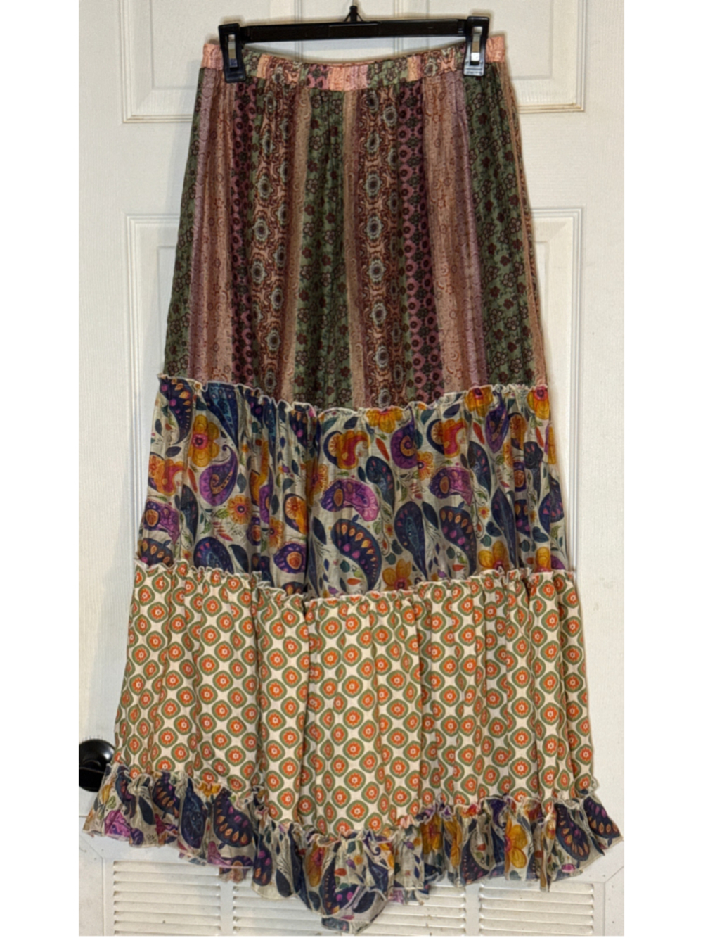 POL Boho Pants Size S Multi-color Tiered Paisley Print - Picture 2 of 6